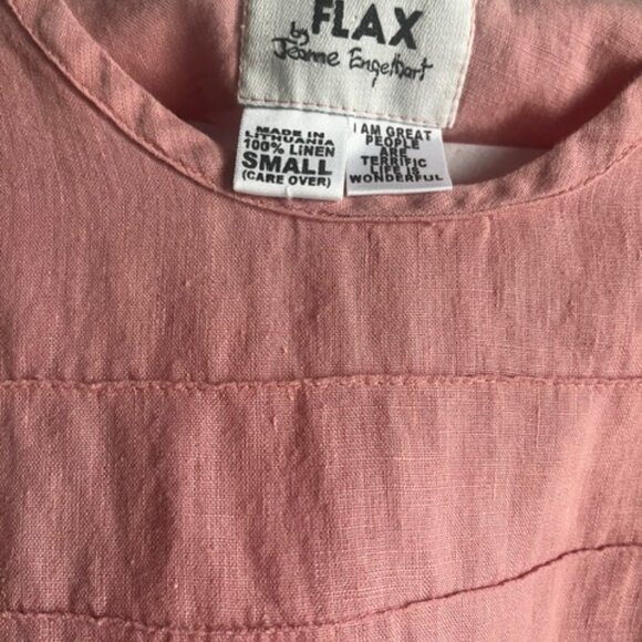 Flax by Jeanne Engelhart - Casual Coral Linen Top - Picture 3 of 3